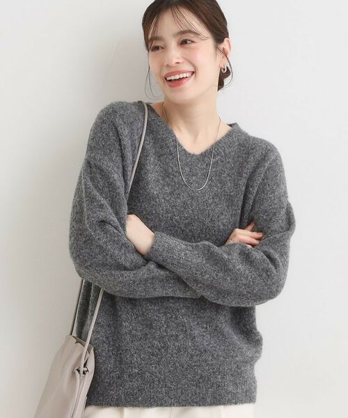 SHOO・LA・RUE / シューラルー ニット・セーター | ふわふわVネックニット(チャコールグレー(014))
