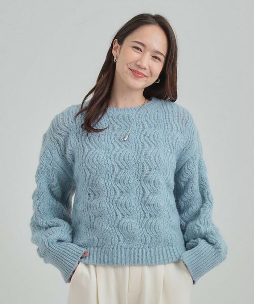 SHOO・LA・RUE / シューラルー ニット・セーター | 【S-LL】ふんわり大人の 透かし編みニットトップス | 詳細13