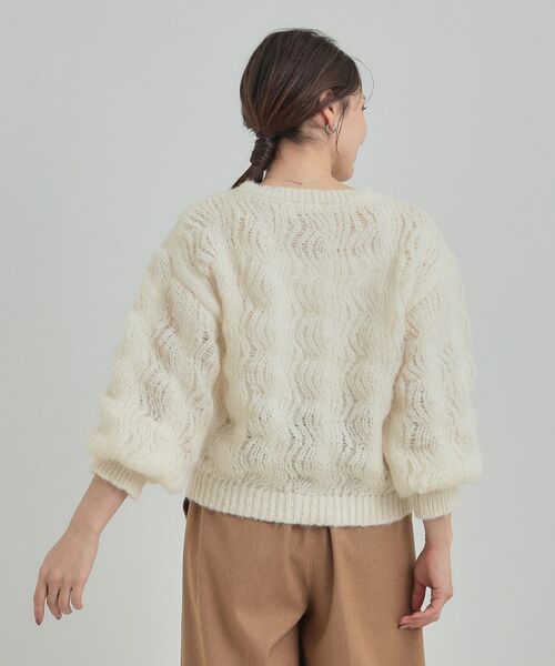 SHOO・LA・RUE / シューラルー ニット・セーター | 【S-LL】ふんわり大人の 透かし編みニットトップス | 詳細2