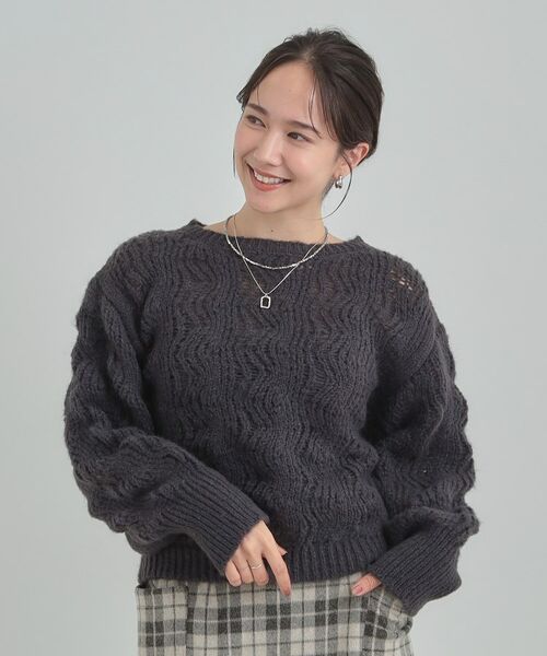 SHOO・LA・RUE / シューラルー ニット・セーター | 【S-LL】ふんわり大人の 透かし編みニットトップス | 詳細5