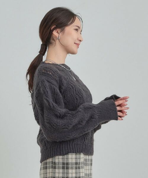 SHOO・LA・RUE / シューラルー ニット・セーター | 【S-LL】ふんわり大人の 透かし編みニットトップス | 詳細6