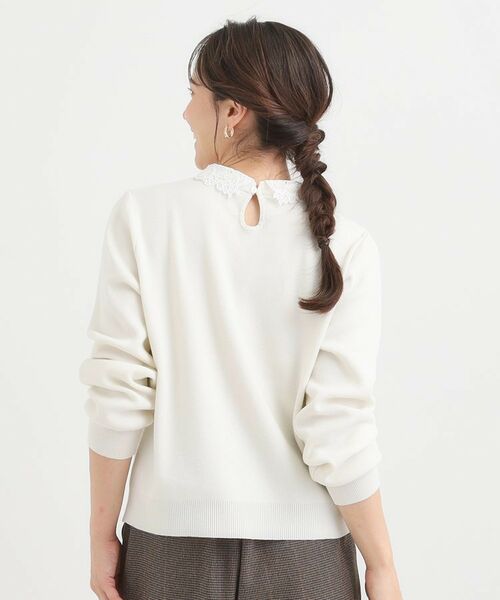 SHOO・LA・RUE / シューラルー ニット・セーター | 【襟取り外し可/S-LL】上品見え レース襟ニット | 詳細2