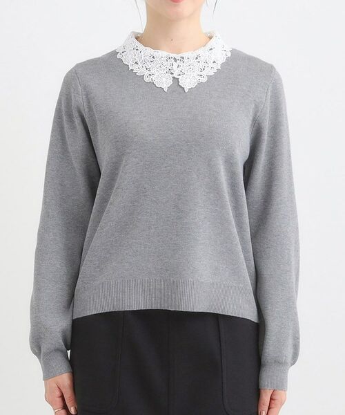 SHOO・LA・RUE / シューラルー ニット・セーター | 【襟取り外し可/S-LL】上品見え レース襟ニット | 詳細22