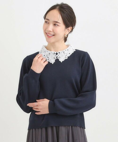 SHOO・LA・RUE / シューラルー ニット・セーター | 【襟取り外し可/S-LL】上品見え レース襟ニット | 詳細8