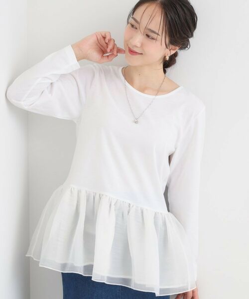 SHOO・LA・RUE / シューラルー カットソー | 裾フリルレイヤードトップス(オフホワイト(003))