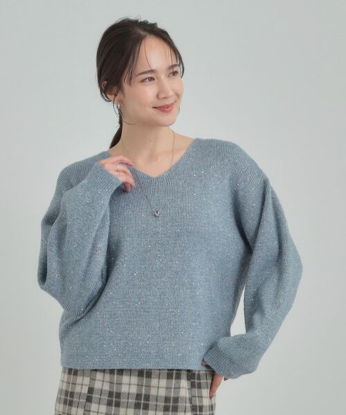 SHOO・LA・RUE / シューラルー ニット・セーター | 【S-LL】きらきらと華やかに スパンコールニット | 詳細1