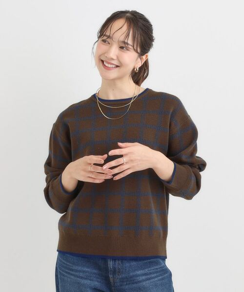 SHOO・LA・RUE / シューラルー ニット・セーター | 【洗濯機可/S-LL】クラシックなチェック柄が目を惹く 柔らかニット | 詳細13