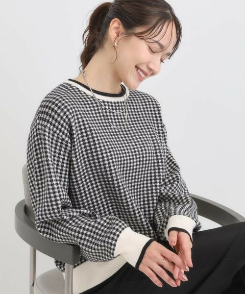 SHOO・LA・RUE / シューラルー ニット・セーター | 【洗濯機可/S-LL】クラシックなチェック柄が目を惹く 柔らかニット(ブラック(219))