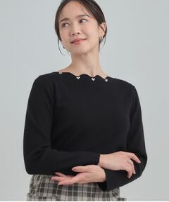 SHOO・LA・RUE / シューラルー ニット・セーター | スカラップネックが上品 ビジューニット