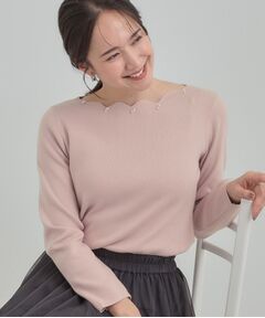 SHOO・LA・RUE / シューラルー ニット・セーター | スカラップネックが上品 ビジューニット