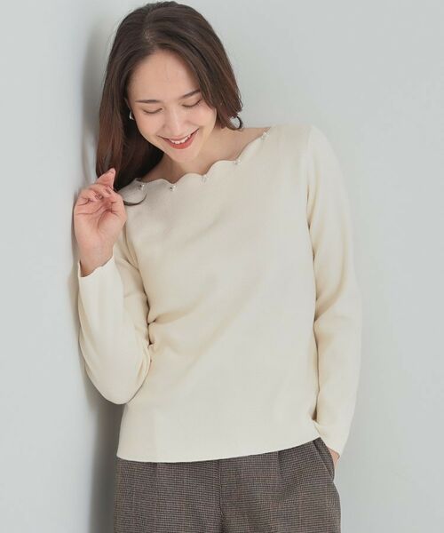 SHOO・LA・RUE / シューラルー ニット・セーター | スカラップネックが上品 ビジューニット | 詳細1