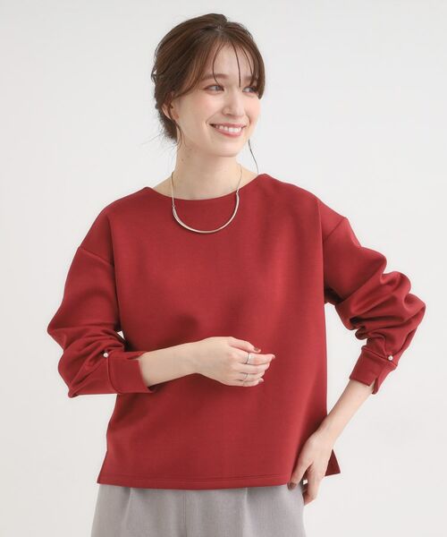 SHOO・LA・RUE / シューラルー カットソー | 【S-LL】大人のデイリースタイルに お袖タック フェイクパール付きトップス | 詳細5