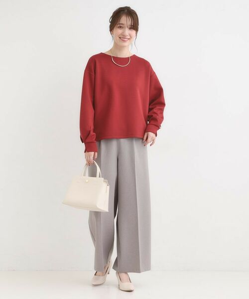 SHOO・LA・RUE / シューラルー カットソー | 【S-LL】大人のデイリースタイルに お袖タック フェイクパール付きトップス | 詳細7