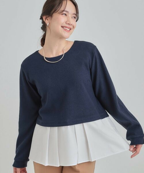 SHOO・LA・RUE / シューラルー カットソー | シャツレイヤード風トップス(ネイビー(094))