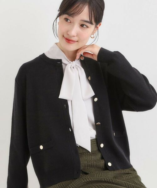 SHOO・LA・RUE / シューラルー カーディガン・ボレロ | 【セットアップ可/洗濯機可】もちもちタッチが心地よい クルーネックカーディガン(ブラック(019))