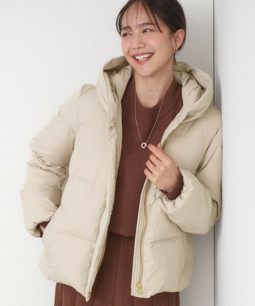 SHOO・LA・RUE/シューラルー 【撥水/洗える】ショートフーディーダウン ベージュ(052) 03(L) SHOO・LA・RUE/シューラルー 【撥水/洗える】ショートフーディーダウン ベージュ(052) 03(L)