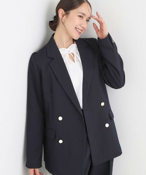 SHOO・LA・RUE / シューラルー テーラードジャケット | 【洗える/S-LL/セットアップ可】カジュアルからきれいめまで ダブルジャケット(ネイビー(094))