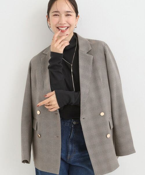 SHOO・LA・RUE / シューラルー テーラードジャケット | 【洗える/S-LL/セットアップ可】カジュアルからきれいめまで ダブルジャケット(グレー(212))