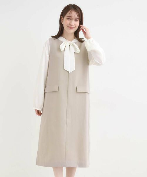 SHOO・LA・RUE / シューラルー ミニ丈・ひざ丈ワンピース | 【S-LL】ウール調スキッパージャンスカ | 詳細1