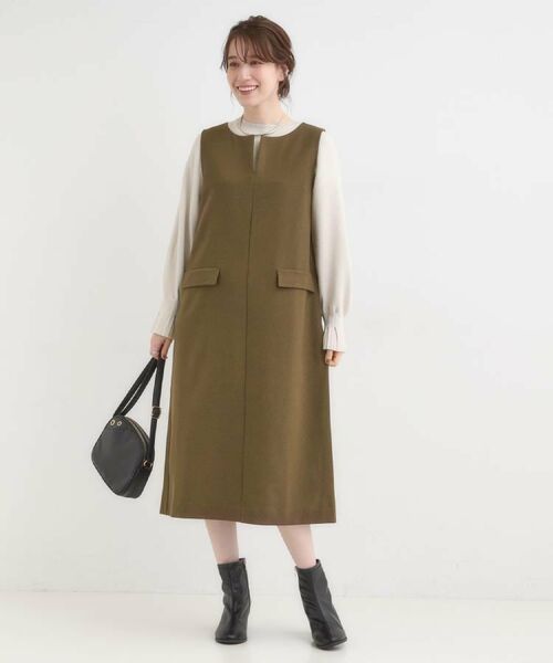 SHOO・LA・RUE / シューラルー ミニ丈・ひざ丈ワンピース | 【S-LL】ウール調スキッパージャンスカ | 詳細11