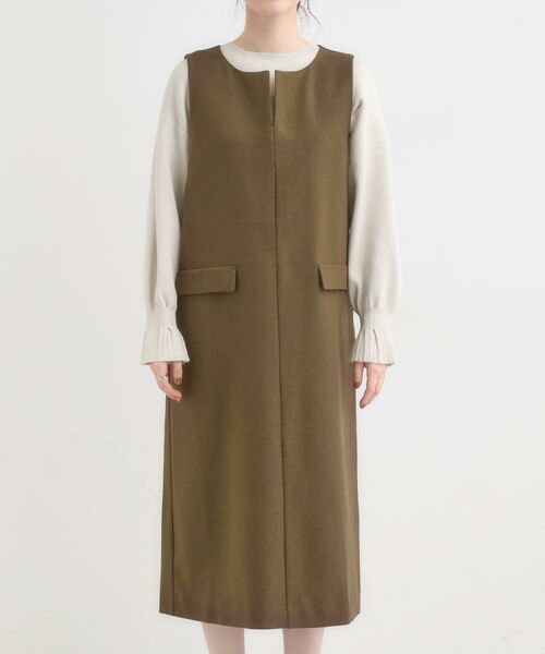 SHOO・LA・RUE / シューラルー ミニ丈・ひざ丈ワンピース | 【S-LL】ウール調スキッパージャンスカ | 詳細13