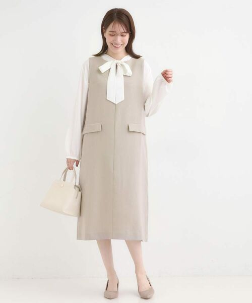 SHOO・LA・RUE / シューラルー ミニ丈・ひざ丈ワンピース | 【S-LL】ウール調スキッパージャンスカ | 詳細3