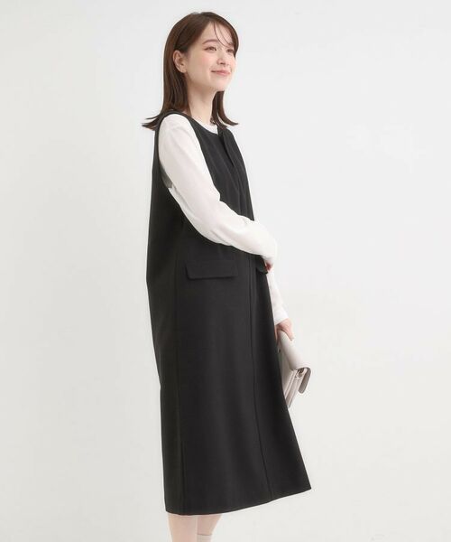 SHOO・LA・RUE / シューラルー ミニ丈・ひざ丈ワンピース | 【S-LL】ウール調スキッパージャンスカ | 詳細6