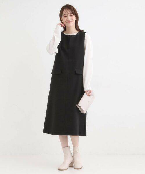 SHOO・LA・RUE / シューラルー ミニ丈・ひざ丈ワンピース | 【S-LL】ウール調スキッパージャンスカ | 詳細7