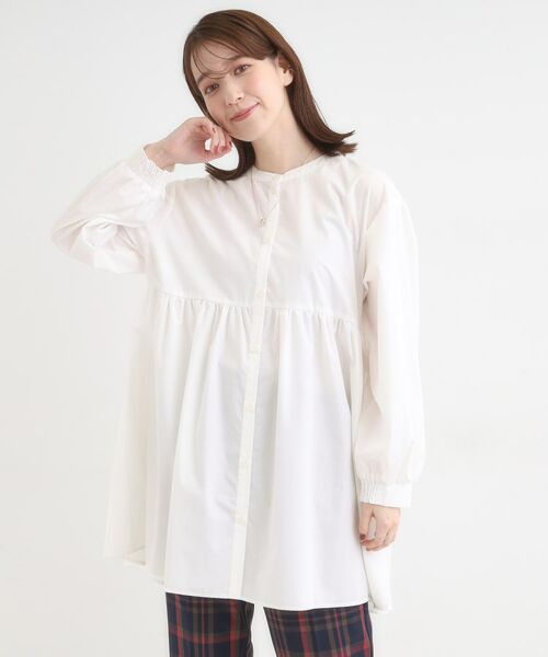 SHOO・LA・RUE / シューラルー チュニック | 【S-LL】自然に体型カバー 切り替えギャザーチュニックシャツ | 詳細1