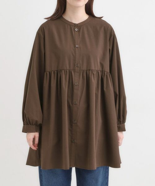 SHOO・LA・RUE / シューラルー チュニック | 【S-LL】自然に体型カバー 切り替えギャザーチュニックシャツ | 詳細13