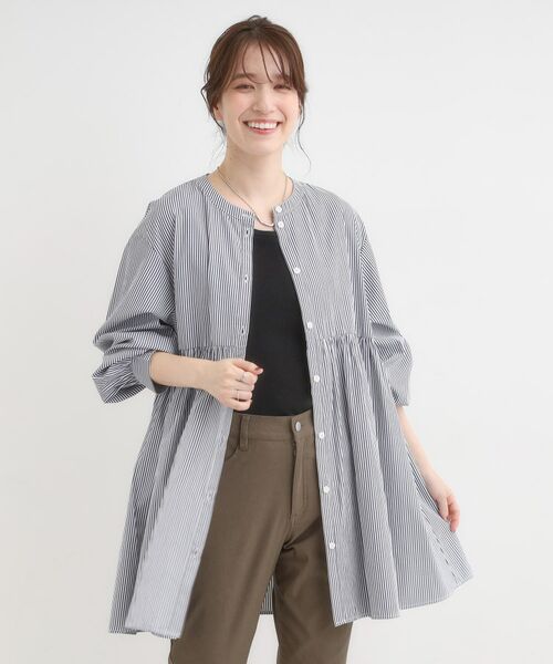 SHOO・LA・RUE / シューラルー チュニック | 【S-LL】自然に体型カバー 切り替えギャザーチュニックシャツ | 詳細5