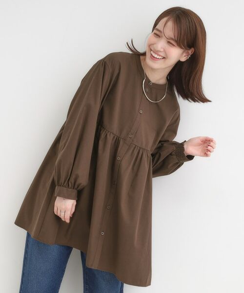 SHOO・LA・RUE / シューラルー チュニック | 【S-LL】自然に体型カバー 切り替えギャザーチュニックシャツ | 詳細9