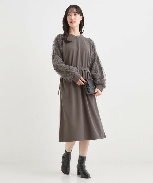 SHOO・LA・RUE / シューラルー ミニ丈・ひざ丈ワンピース | 【S-LL】お袖チュールレース切り替えワンピース | 詳細1