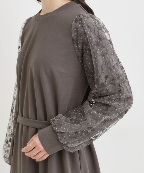 SHOO・LA・RUE / シューラルー ミニ丈・ひざ丈ワンピース | 【S-LL】お袖チュールレース切り替えワンピース | 詳細14