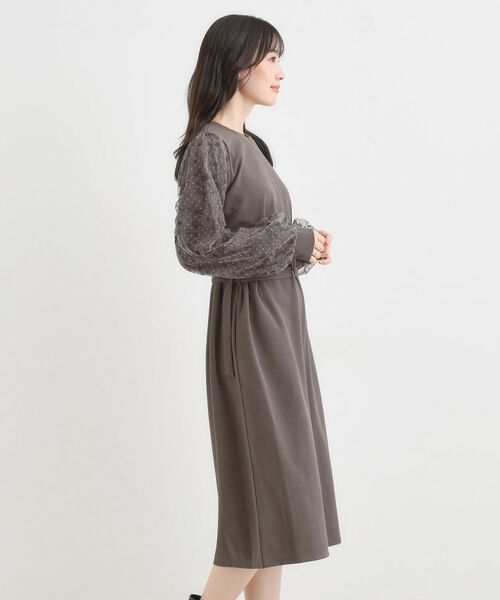 SHOO・LA・RUE / シューラルー ミニ丈・ひざ丈ワンピース | 【S-LL】お袖チュールレース切り替えワンピース | 詳細3