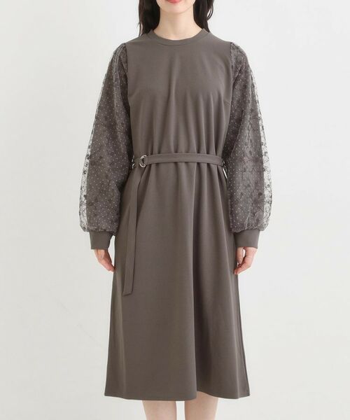 SHOO・LA・RUE / シューラルー ミニ丈・ひざ丈ワンピース | 【S-LL】お袖チュールレース切り替えワンピース | 詳細9