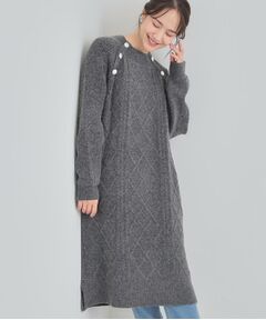 SHOO・LA・RUE / シューラルー ミニ丈・ひざ丈ワンピース | 【着丈選べる】ケーブル柄 ミックスニットワンピース