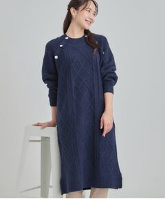 SHOO・LA・RUE / シューラルー ミニ丈・ひざ丈ワンピース | 【着丈選べる】ケーブル柄 ミックスニットワンピース