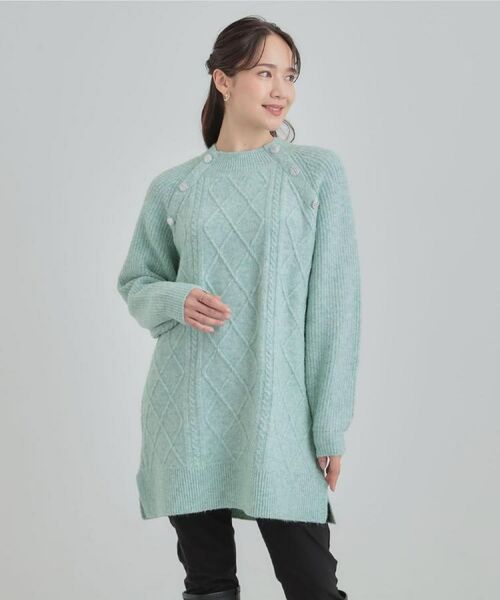 SHOO・LA・RUE / シューラルー ミニ丈・ひざ丈ワンピース | 【着丈選べる】ケーブル柄 ミックスニットワンピース | 詳細11