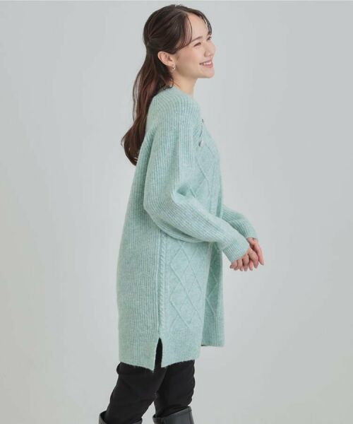 SHOO・LA・RUE / シューラルー ミニ丈・ひざ丈ワンピース | 【着丈選べる】ケーブル柄 ミックスニットワンピース | 詳細12