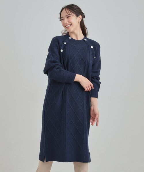 SHOO・LA・RUE / シューラルー ミニ丈・ひざ丈ワンピース | 【着丈選べる】ケーブル柄 ミックスニットワンピース | 詳細15