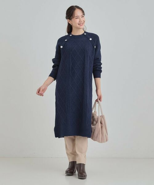 SHOO・LA・RUE / シューラルー ミニ丈・ひざ丈ワンピース | 【着丈選べる】ケーブル柄 ミックスニットワンピース | 詳細17