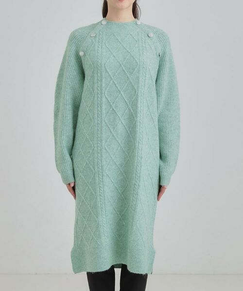 SHOO・LA・RUE / シューラルー ミニ丈・ひざ丈ワンピース | 【着丈選べる】ケーブル柄 ミックスニットワンピース | 詳細22