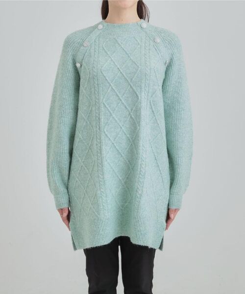 SHOO・LA・RUE / シューラルー ミニ丈・ひざ丈ワンピース | 【着丈選べる】ケーブル柄 ミックスニットワンピース | 詳細23