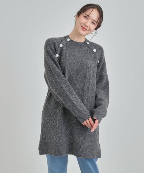 SHOO・LA・RUE / シューラルー ミニ丈・ひざ丈ワンピース | 【着丈選べる】ケーブル柄 ミックスニットワンピース | 詳細4