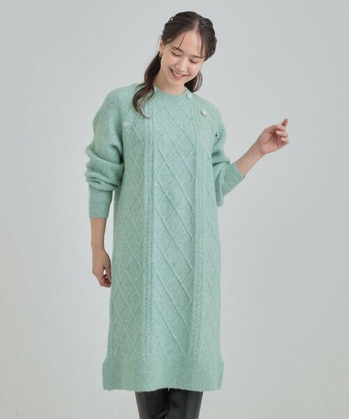 SHOO・LA・RUE / シューラルー ミニ丈・ひざ丈ワンピース | 【着丈選べる】ケーブル柄 ミックスニットワンピース | 詳細8