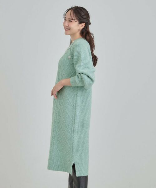 SHOO・LA・RUE / シューラルー ミニ丈・ひざ丈ワンピース | 【着丈選べる】ケーブル柄 ミックスニットワンピース | 詳細9