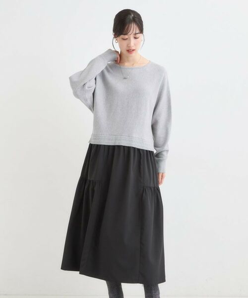 SHOO・LA・RUE / シューラルー ロング・マキシ丈ワンピース | 異素材ドッキングワンピース | 詳細1