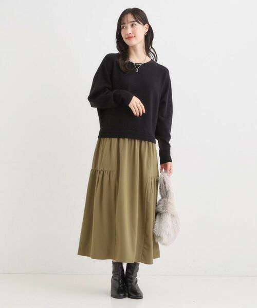 SHOO・LA・RUE / シューラルー ロング・マキシ丈ワンピース | 異素材ドッキングワンピース | 詳細6