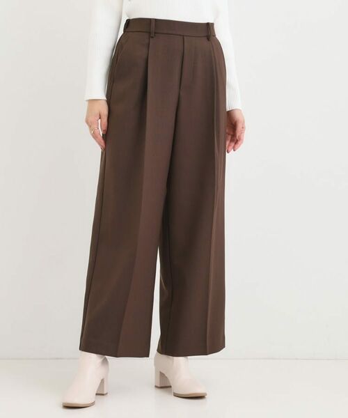 SHOO・LA・RUE / シューラルー パンツ | 【洗える/S-LL/セットアップ可】脚のラインをきれいに魅せる センタープレスワイドパンツ | 詳細1